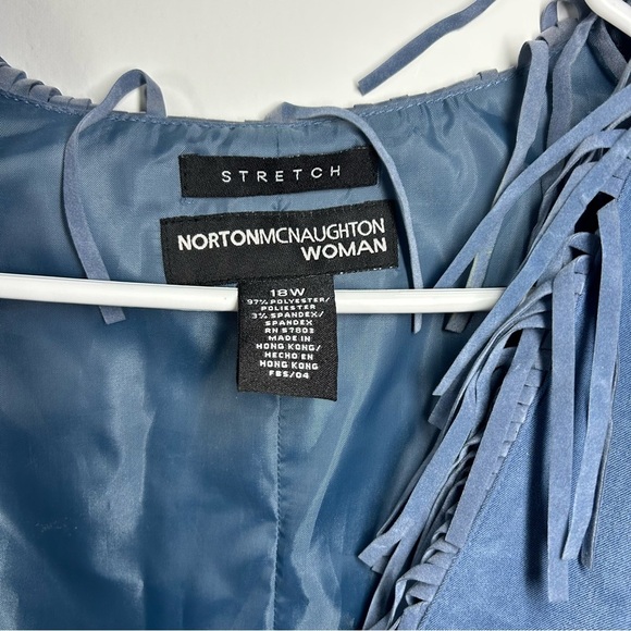NortonMcnaughton Blue Women's Open Front Blazer Light Jacket Fringe 18W - Picture 2 of 7